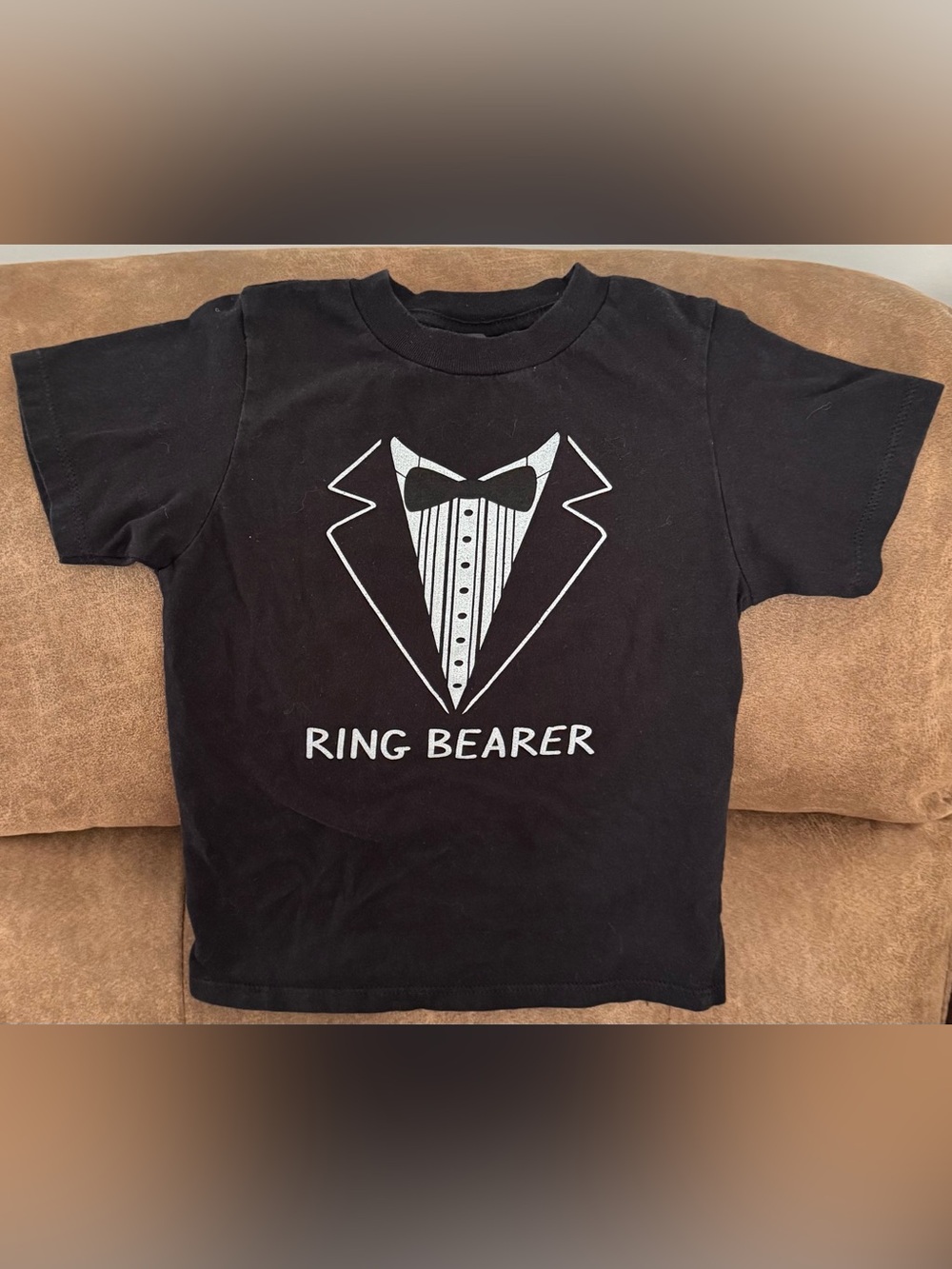 Gildan Black Kids' Ring Bearer Tuxedo Tee